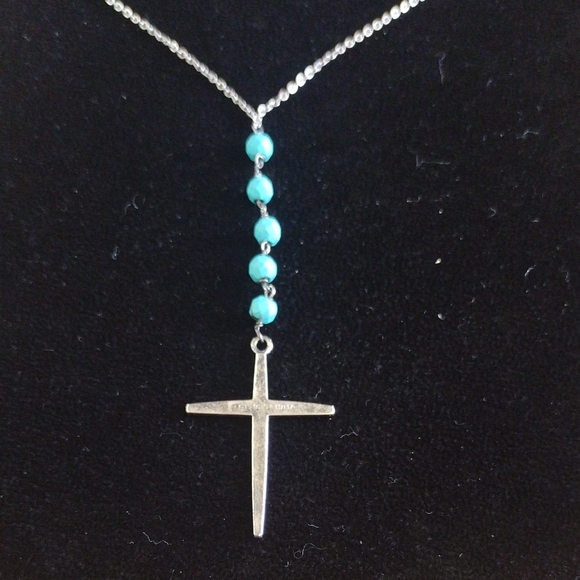 Sterling Silver and Turquoise Cross Necklace
